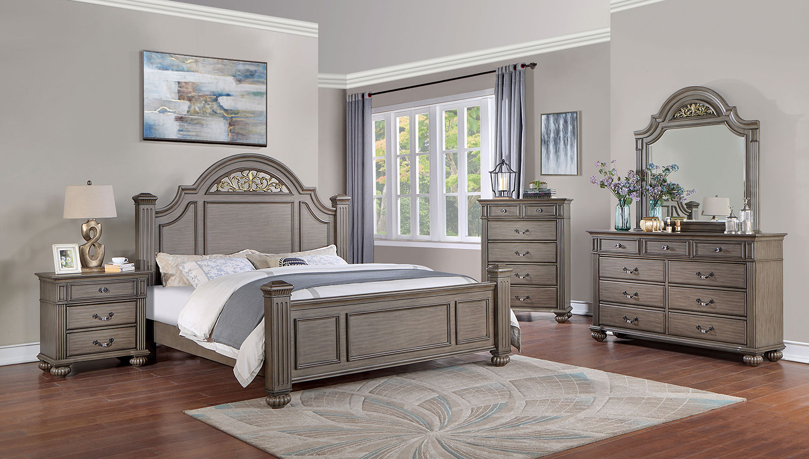 (image for) Syracuse Grey Qn. 5Pc W/2Ns