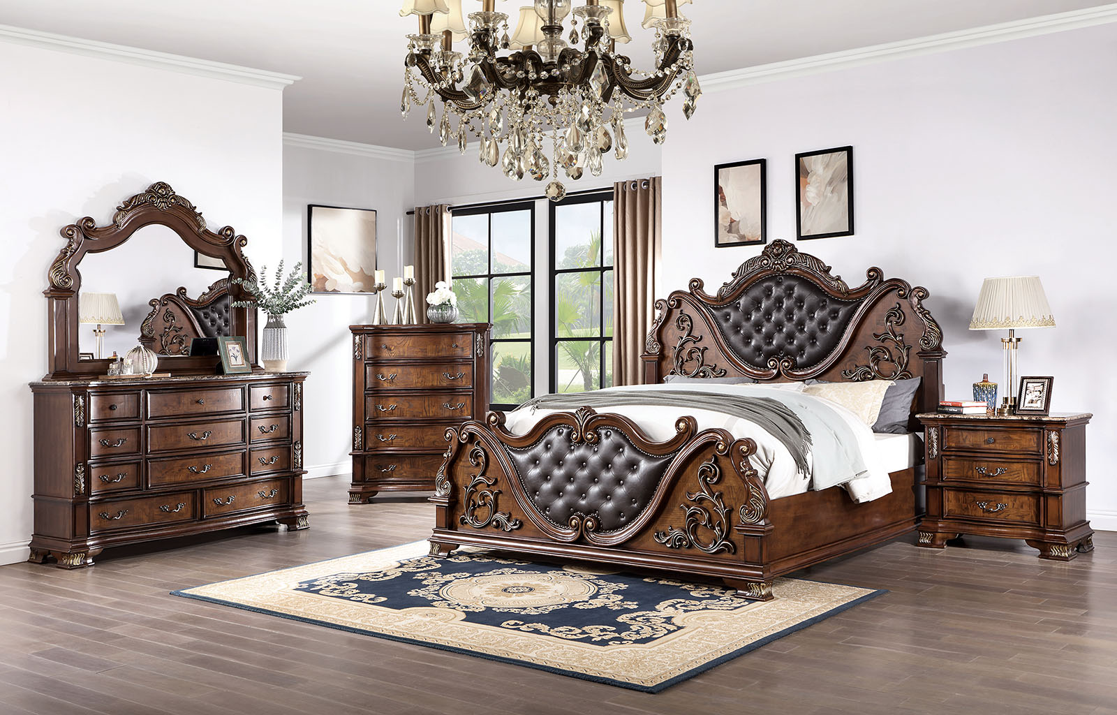(image for) Esparanza Brown Cherry Qn. 5Pc W/Chest
