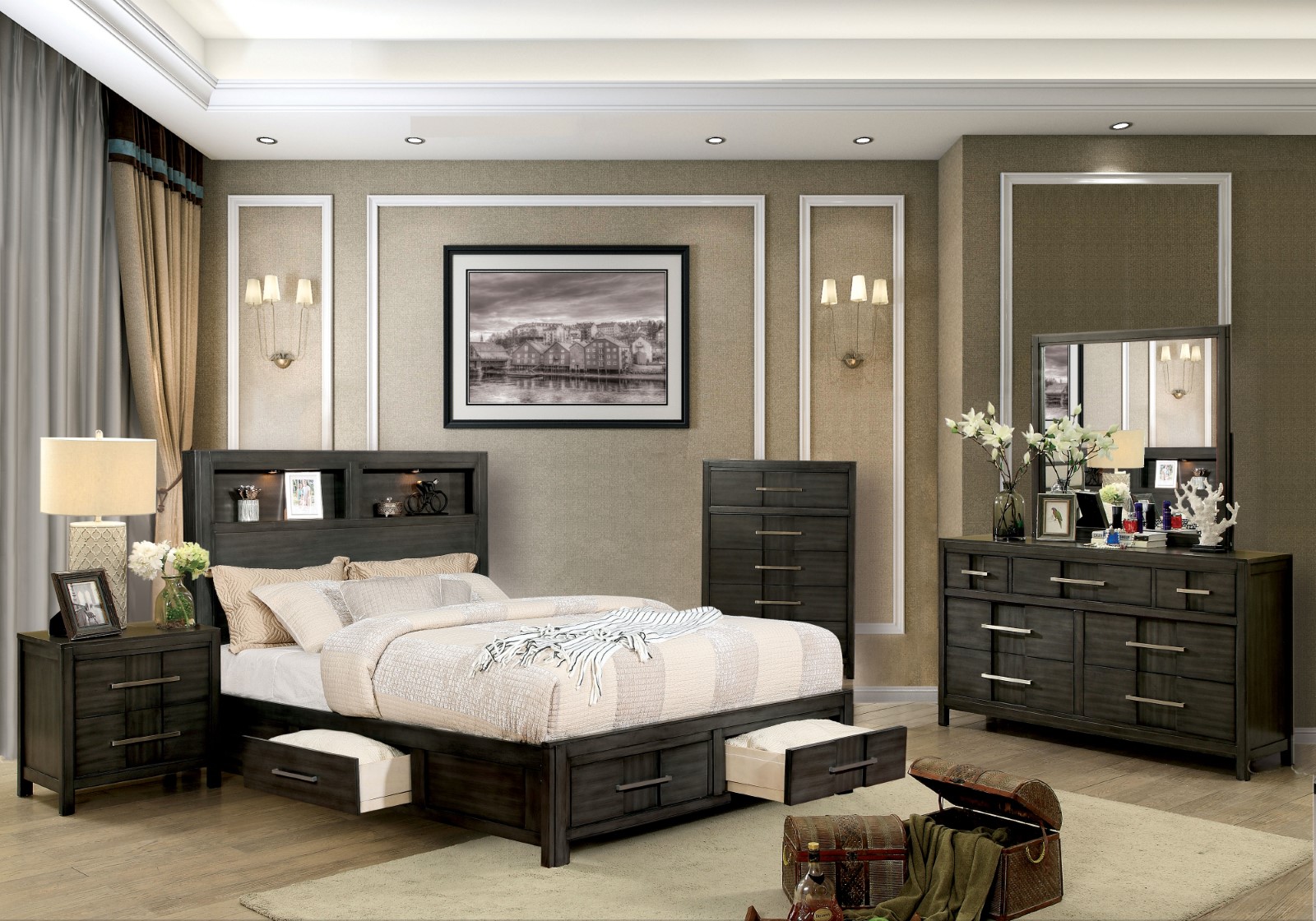 (image for) Karla Grey Qn. 5Pc W/Chest