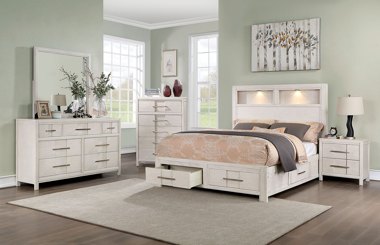 (image for) Karla White Qn. 5Pc W/Chest