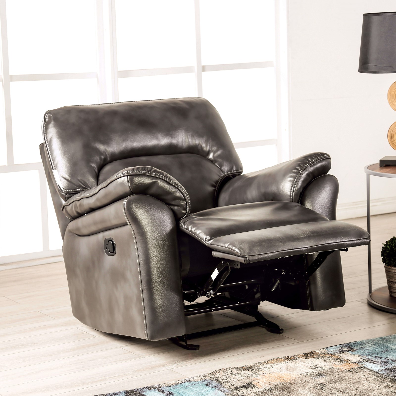 (image for) Josias Dark Gray Leatherette Glider Recliner