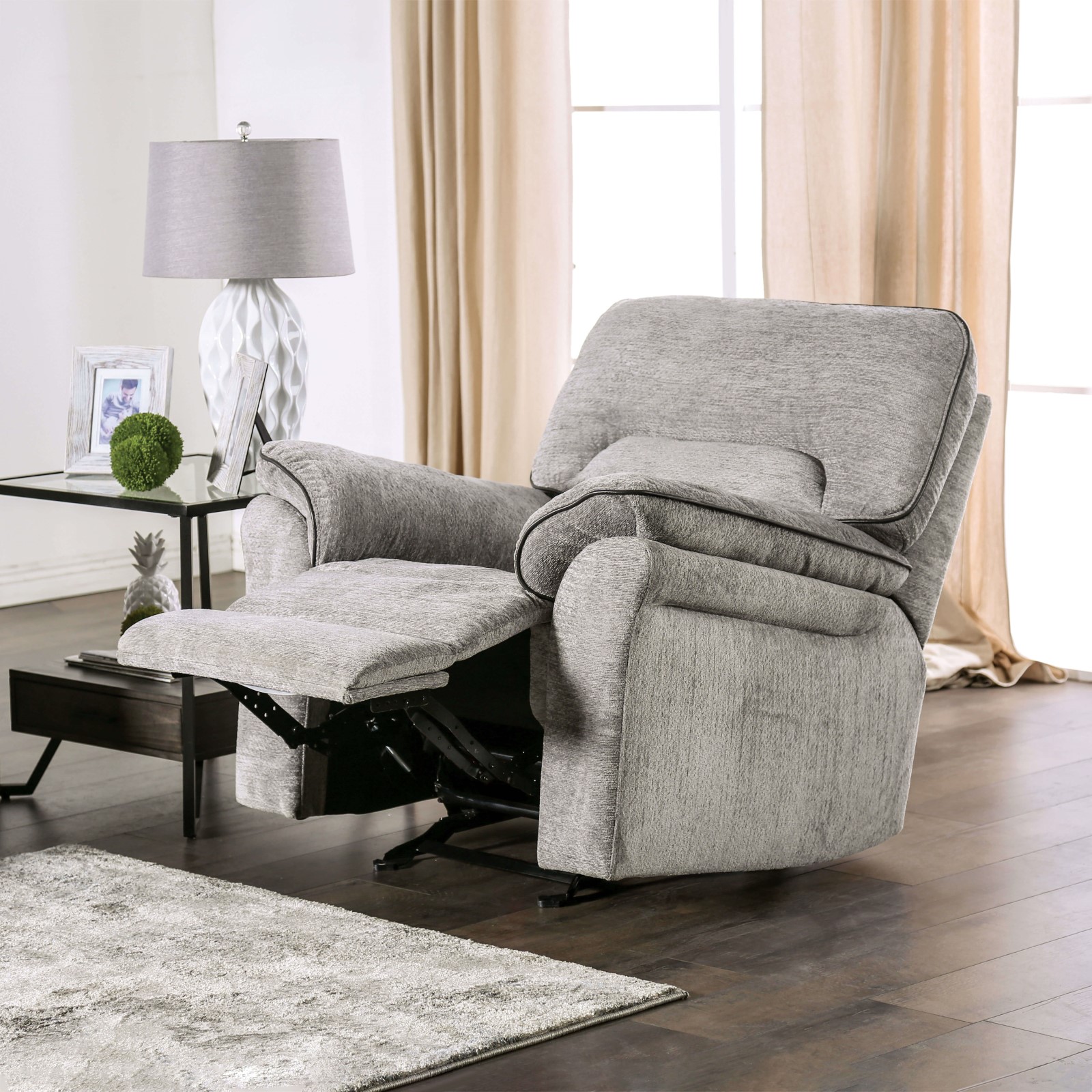 (image for) Josias Light Gray Fabric Glider Recliner