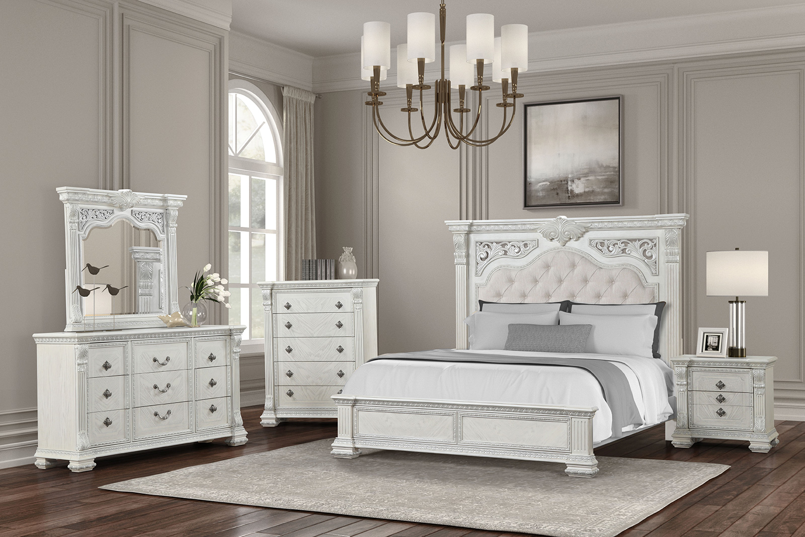 (image for) Promenade White Qn. 5Pc W/2Ns