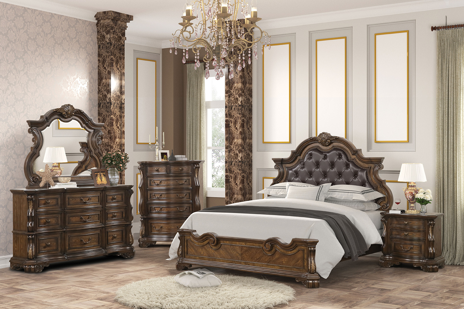 (image for) Leovanni Dark Brown Qn. F W/5Pc