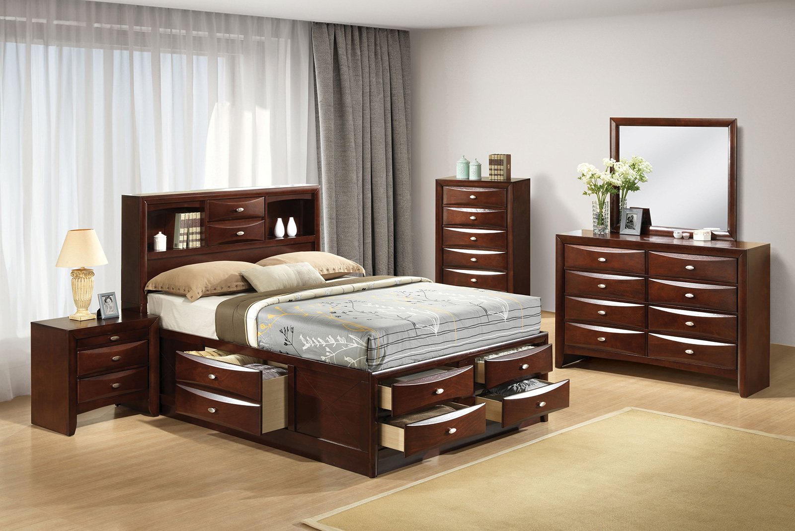 (image for) Zosimo Dark Cherry Qn. 5Pc W/Chest