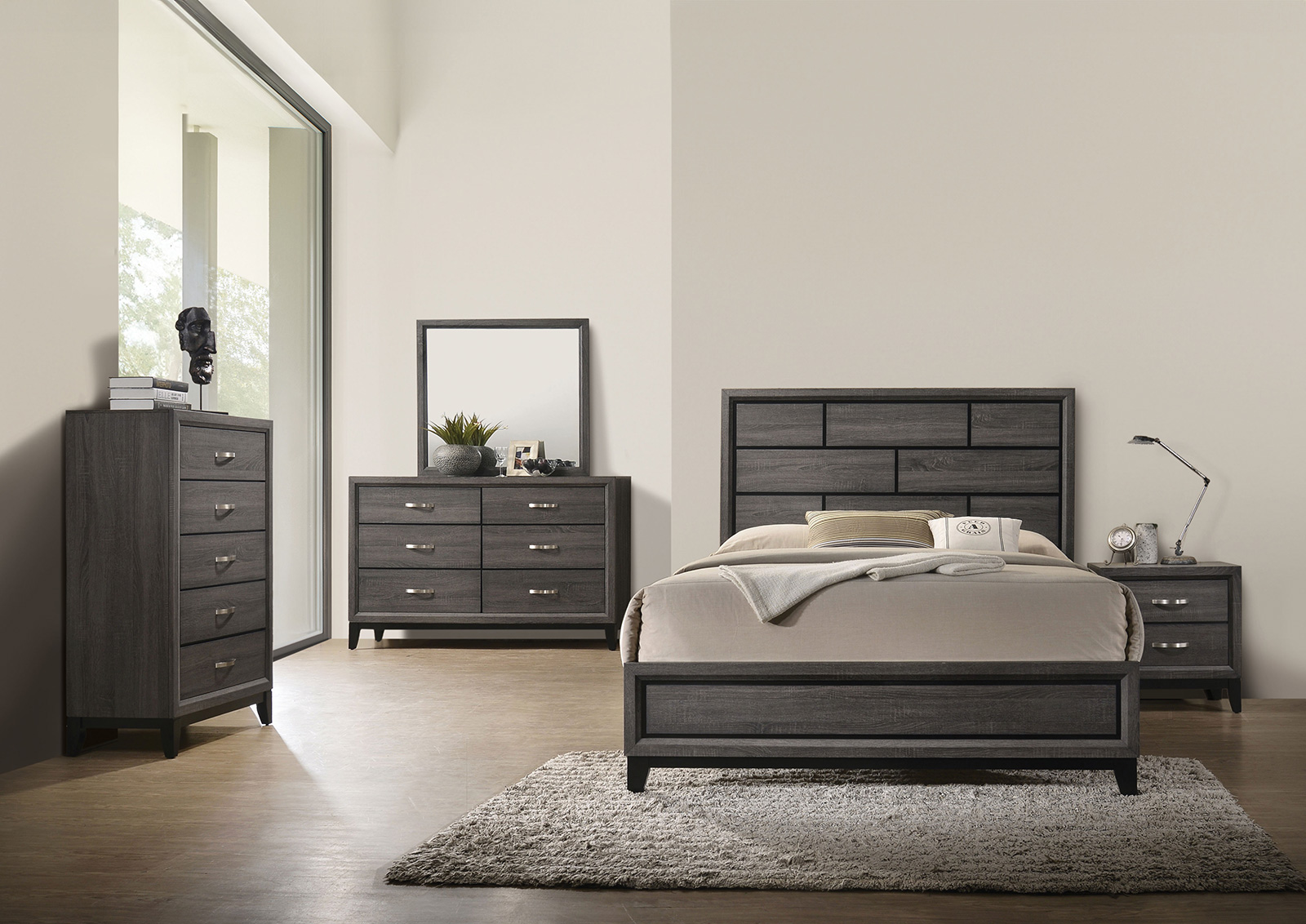 (image for) Errico Grey Qn. 5Pc W/Chest
