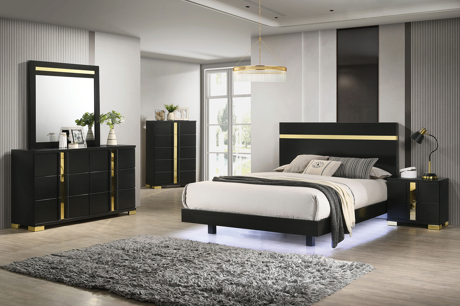 (image for) Lillestrom Black Qn. 5Pc W/Chest