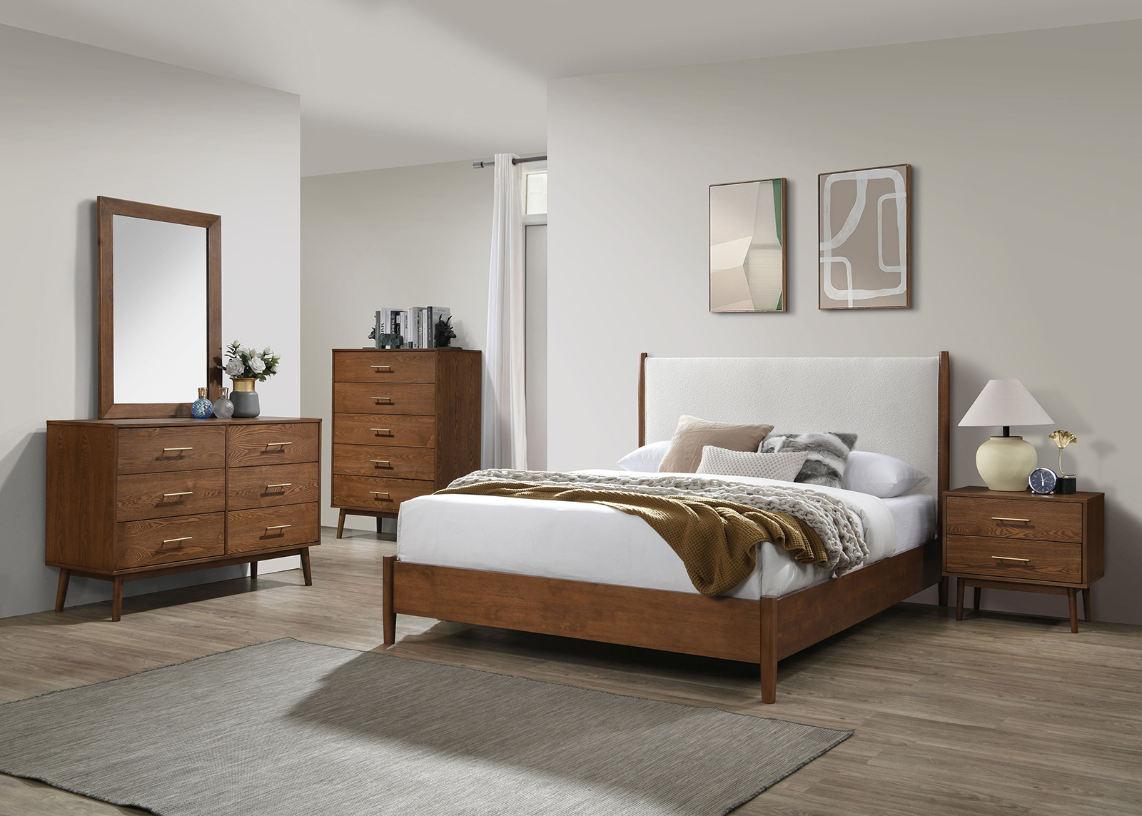 (image for) Thusis Walnut Qn. 5Pc W/Chest