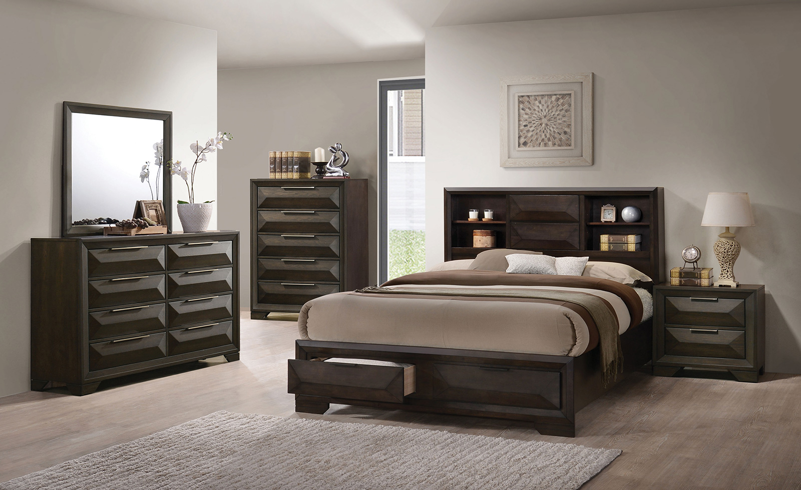 (image for) Caistor Brown Qn. 4Pc 