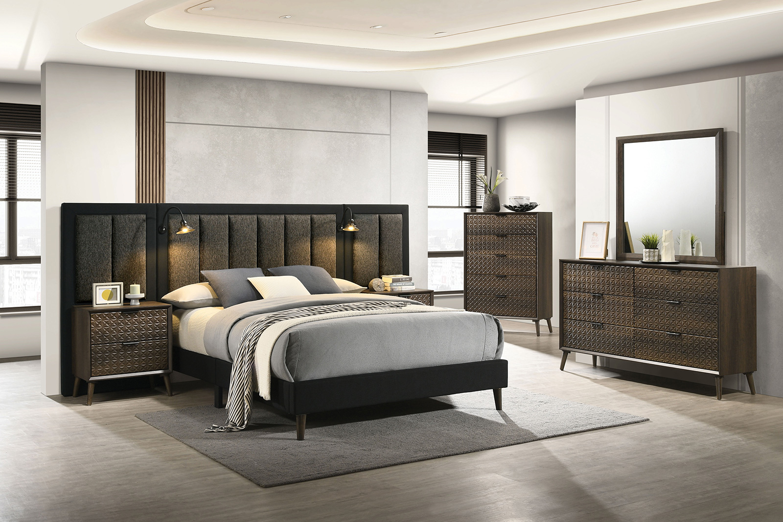(image for) Chalfont Dark Brown Qn. Wp W/4Pc
