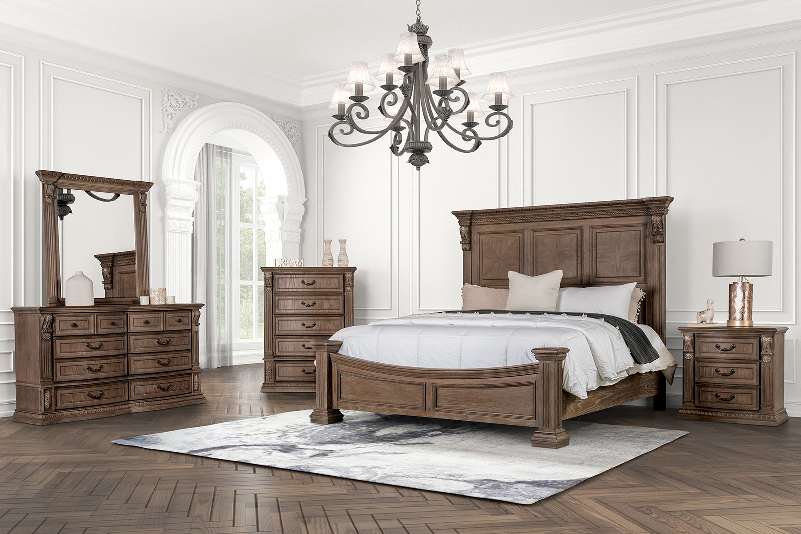 (image for) Sevenoaks Weathered Oak Qn. 4Pc 