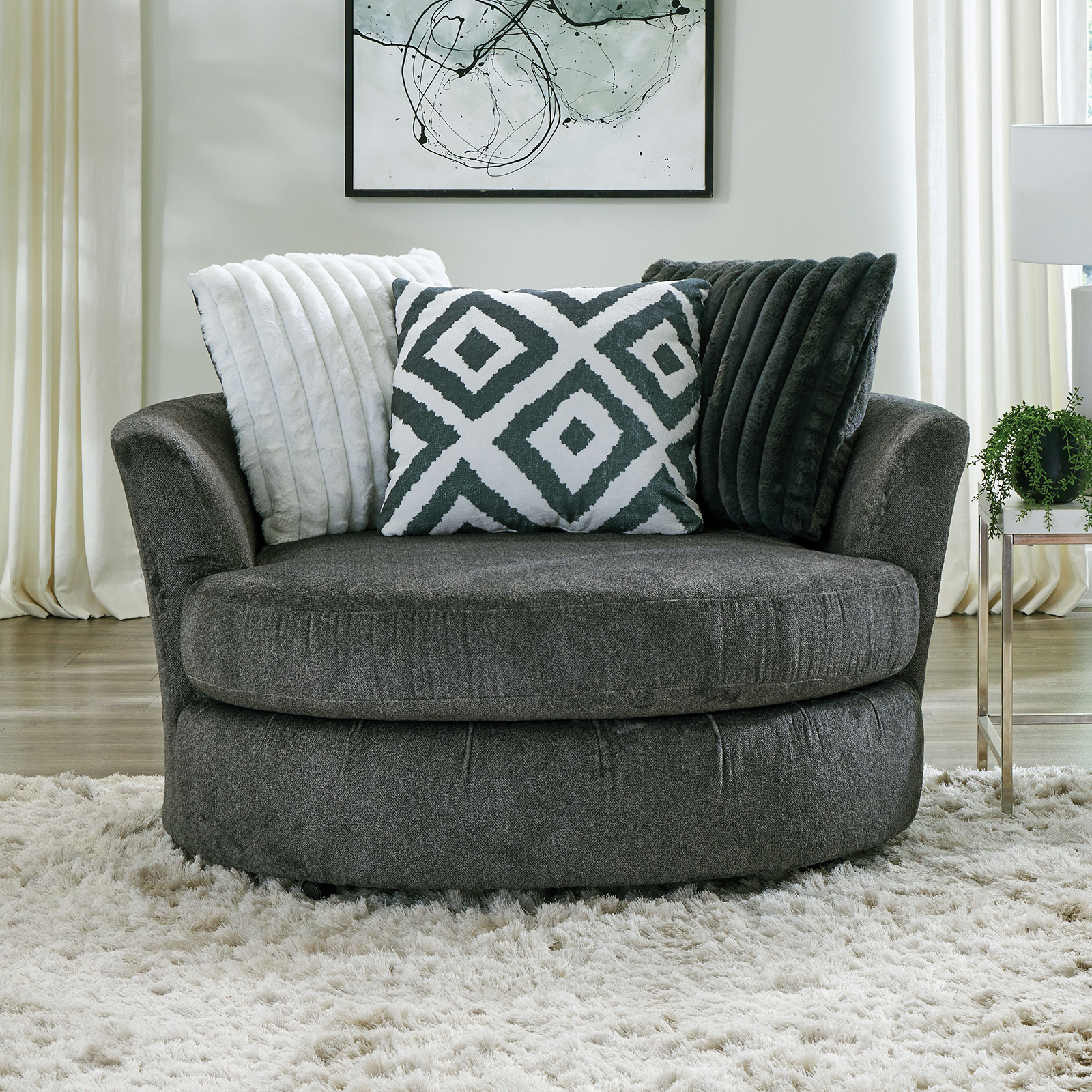 (image for) Loughlin Gun Metal Swivel Chair