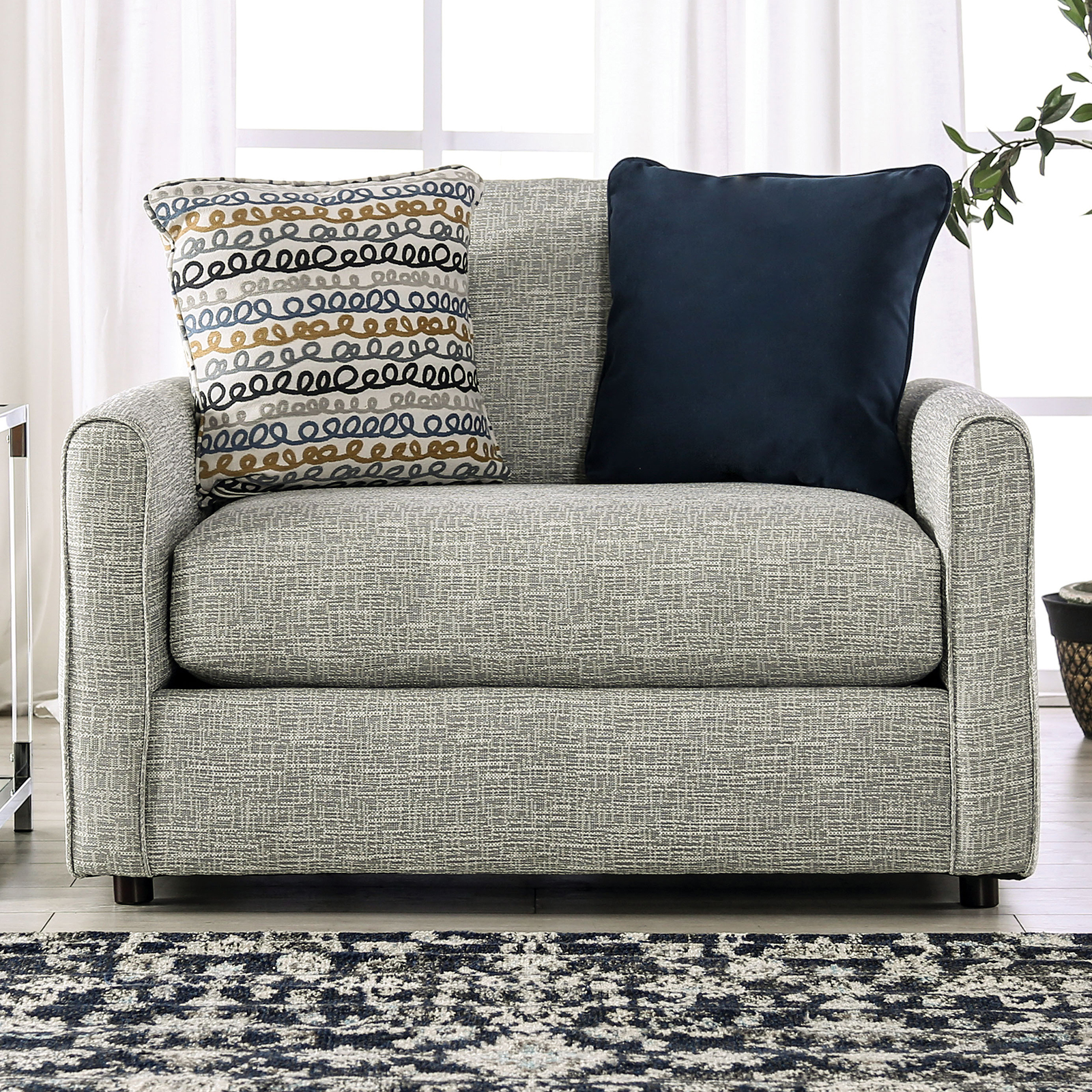 (image for) Chancery Gray/Navy Chair & Half