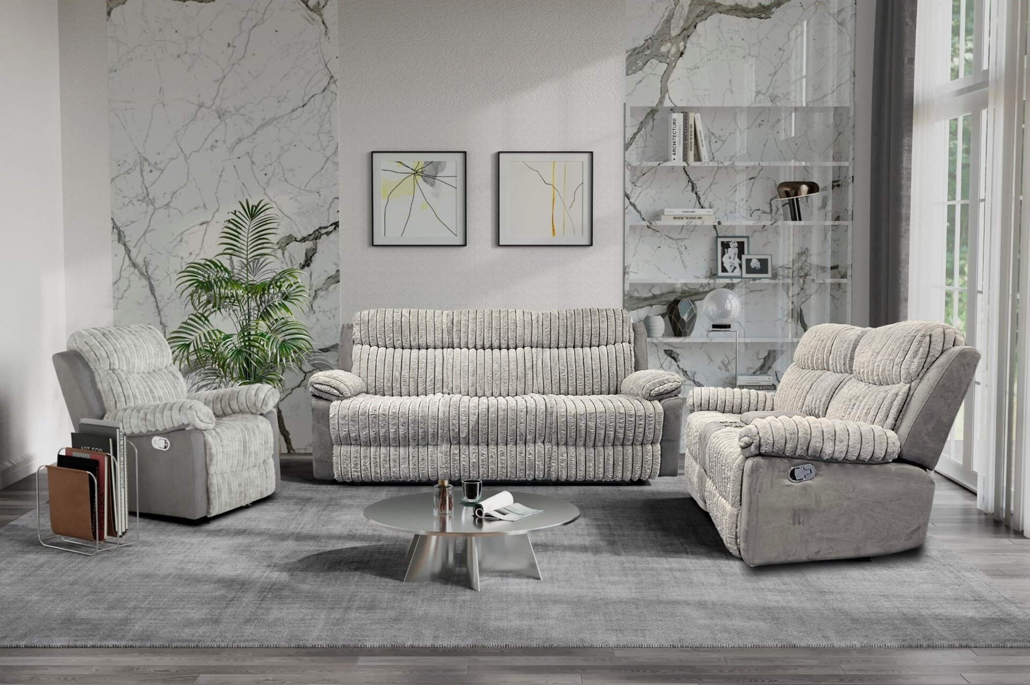 (image for) U6028 Plush Grey Recliner