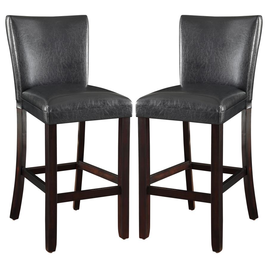 (image for) Alberton Leatherette Upholstered Bar Chair Black (Set of 2)