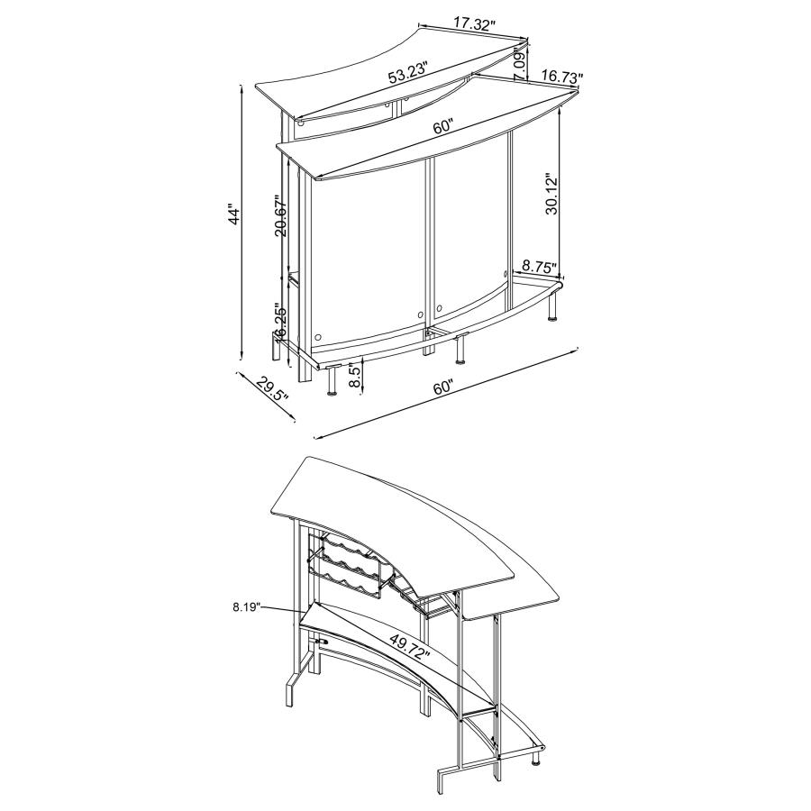Modal Additional Images for Keystone Curved Glass Top Home Bar Wine Cabinet Black