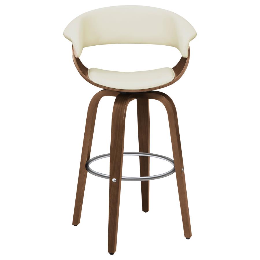 Zion Upholstered Swivel Bar Stool Walnut and Ecru