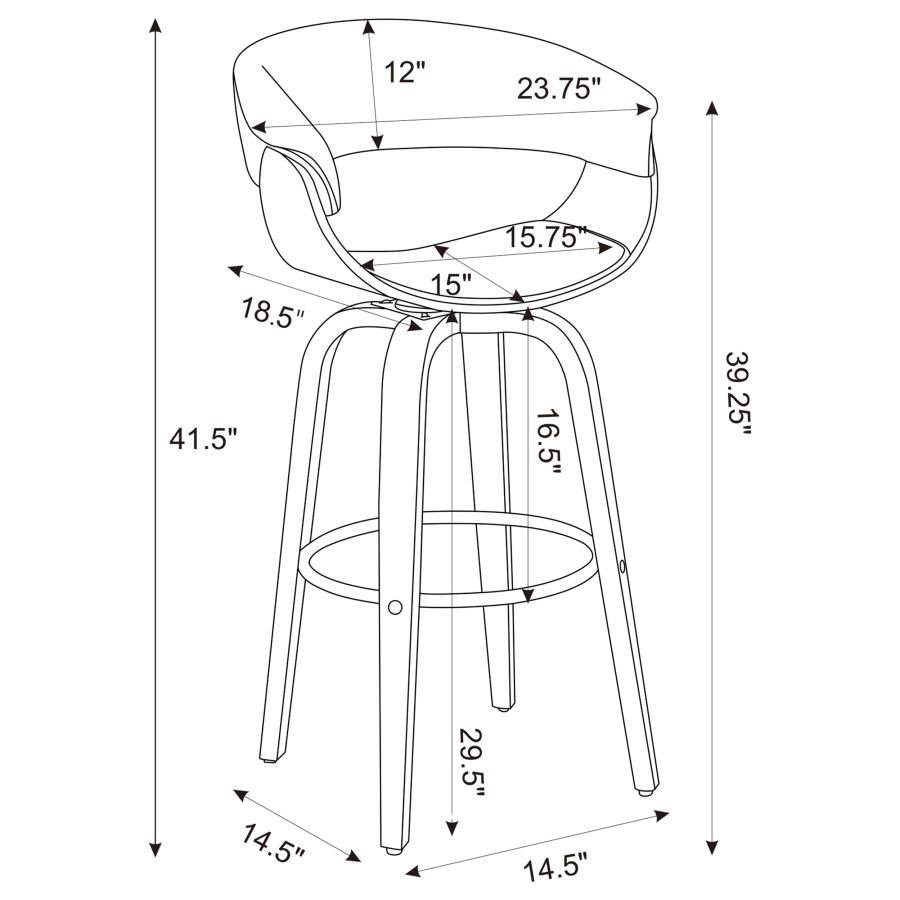 Modal Additional Images for Zion Upholstered Swivel Bar Stool Walnut and Ecru