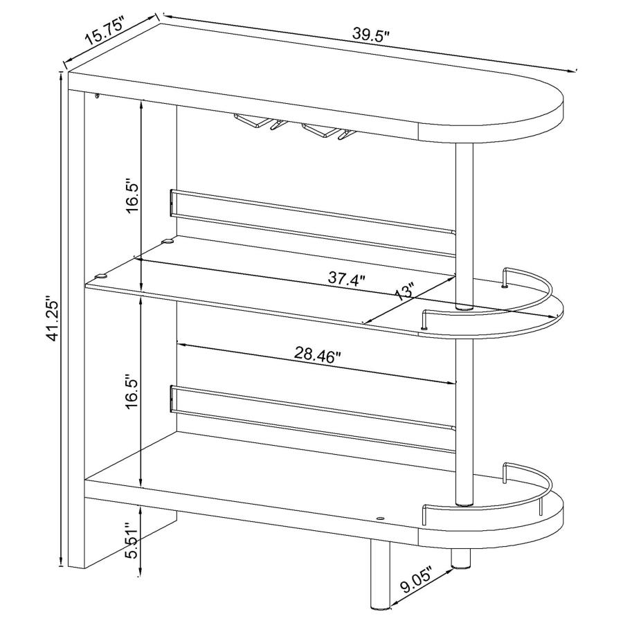 Modal Additional Images for Adolfo Rectangular 2-tier Home Bar Table Black High Gloss