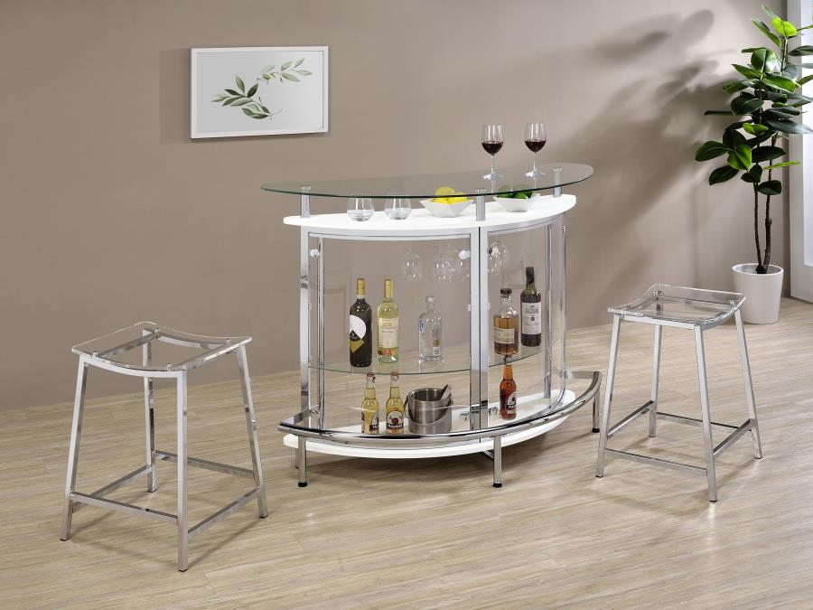Modal Additional Images for Amarillo Freestanding Glass Top Home Bar Wine Cabinet White