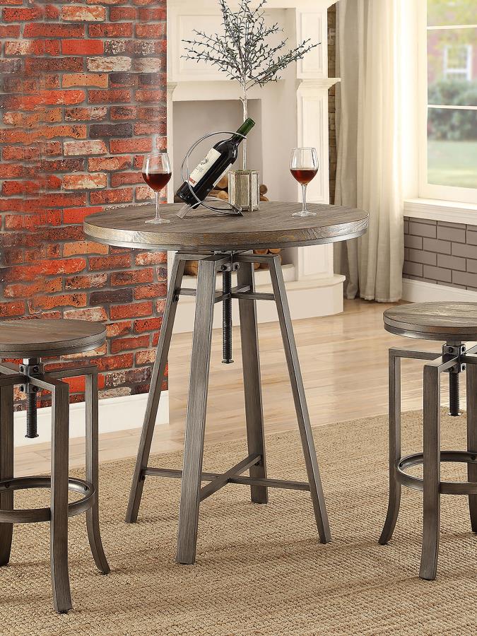 Bartlett Round 32-inch Adjustable Bar Table Brushed Nutmeg