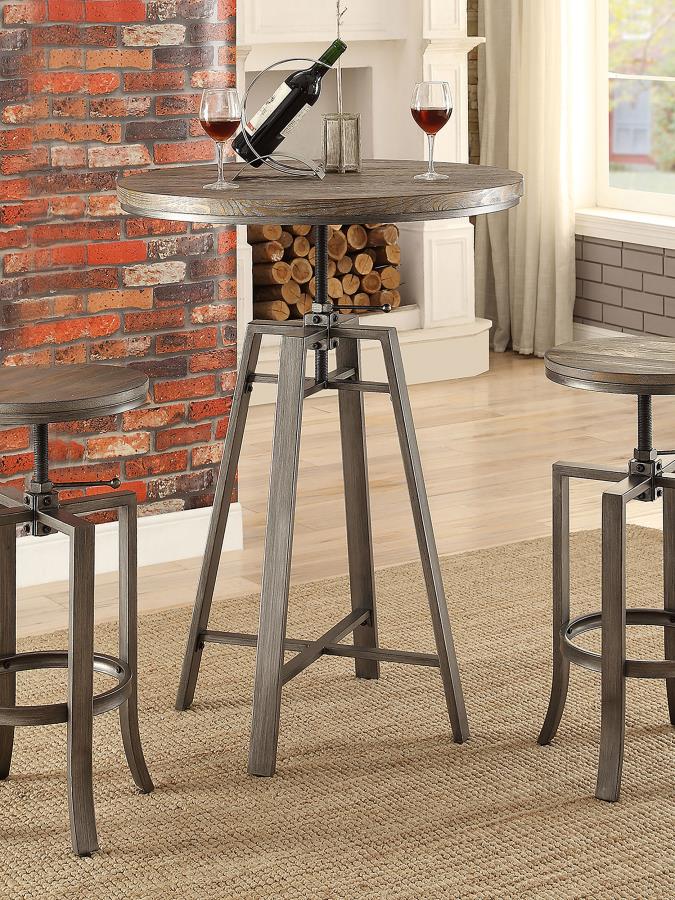 Bartlett Round 32-inch Adjustable Bar Table Brushed Nutmeg
