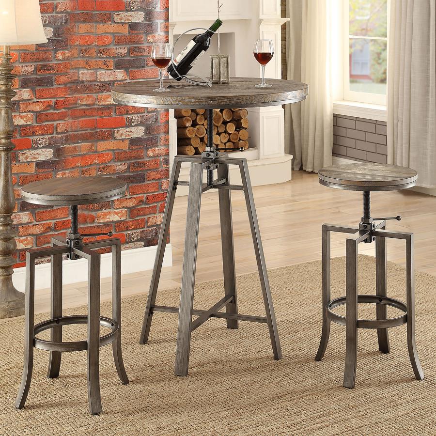 Modal Additional Images for Bartlett Round 32-inch Adjustable Bar Table Brushed Nutmeg