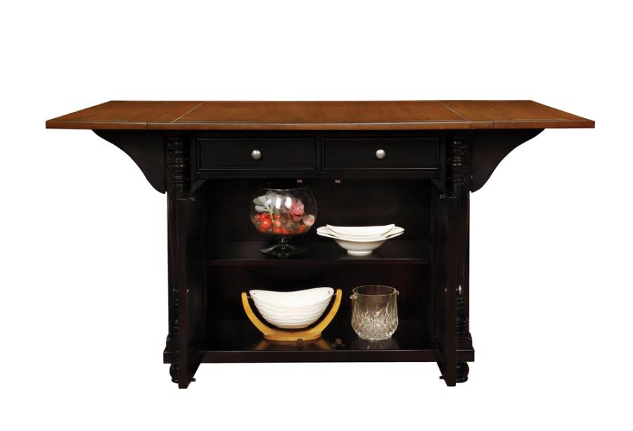 Modal Additional Images for Slater 2-drawer Drop Leaf Kitchen Island Table Black