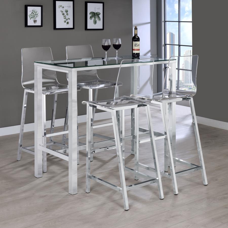 Modal Additional Images for Tolbert Rectangular 47-inch Glass Top Pub Bar Table Chrome