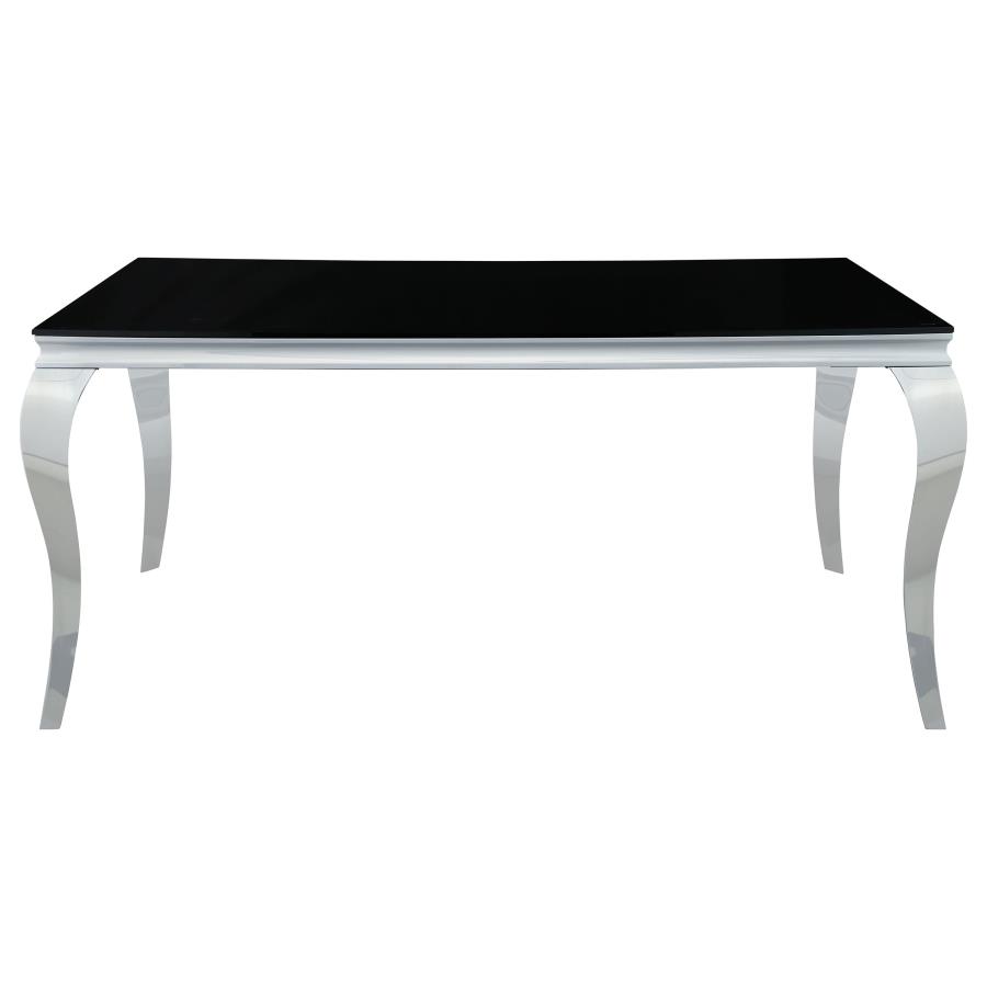 Carone 5-piece 61" Rectangular Black Glass Dining Set Blue