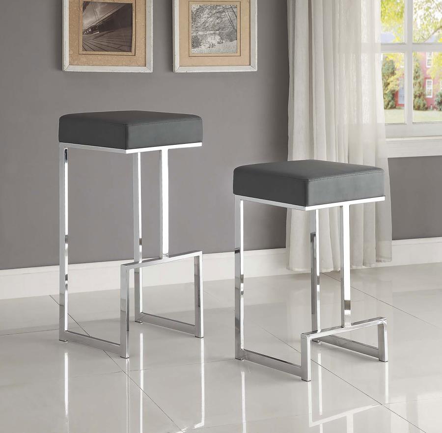 Modal Additional Images for Gervase Square Bar Stool Grey and Chrome