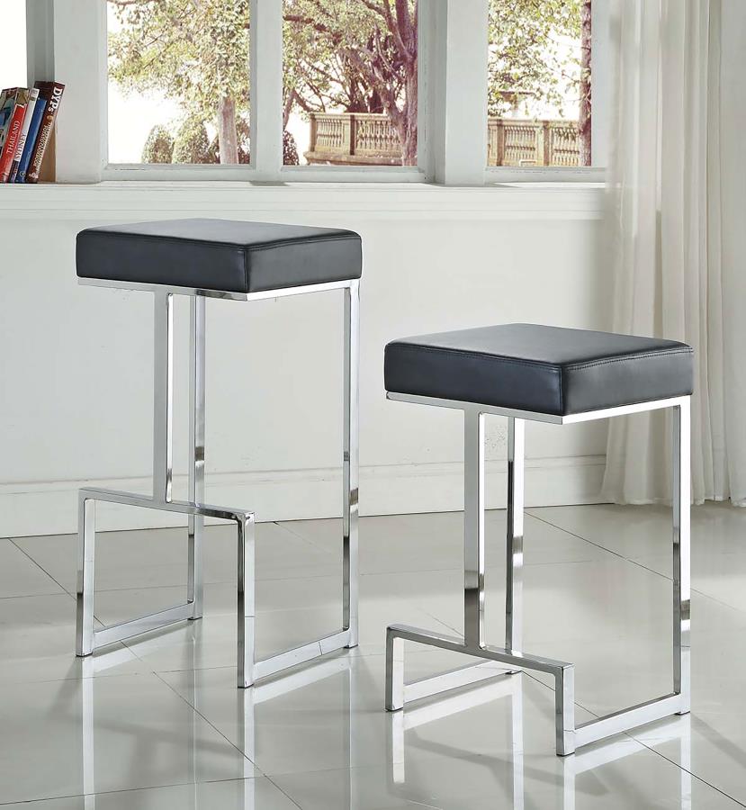 Modal Additional Images for Gervase Square Bar Stool Black and Chrome