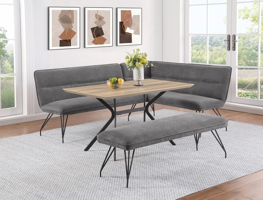 Modal Additional Images for Dodson Fabric Upholstered L-Shaped Nook Dining Bench Grey