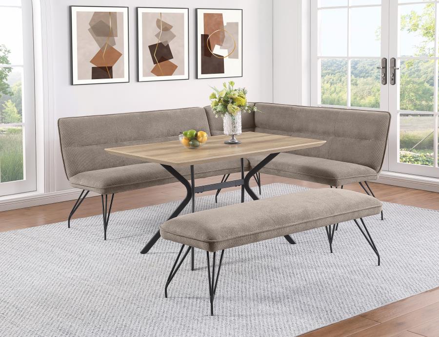 Modal Additional Images for Dodson Fabric Upholstered Dining Bench Taupe 