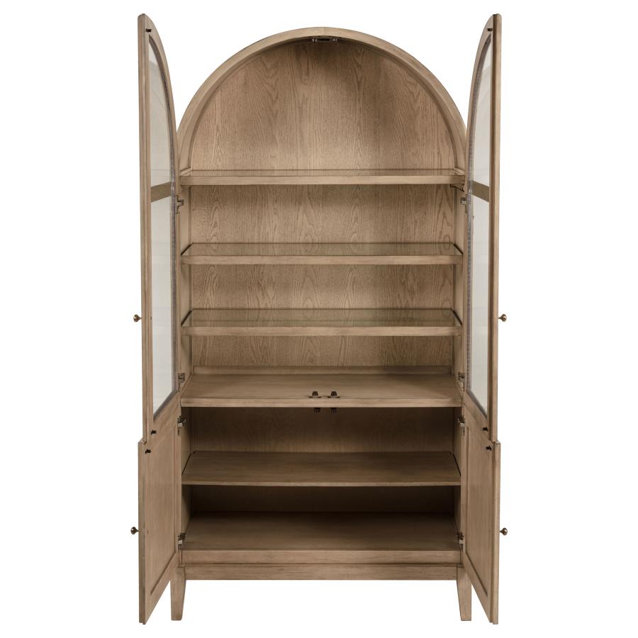 Kailani 4-Door Cane Dining Vitrine Display Cabinet Beige Oak