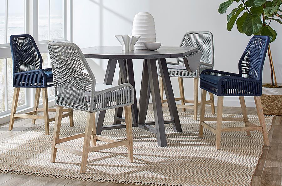Modal Additional Images for Nakia Woven Rope Counter Chair with Cushion Grey (Set of 2)