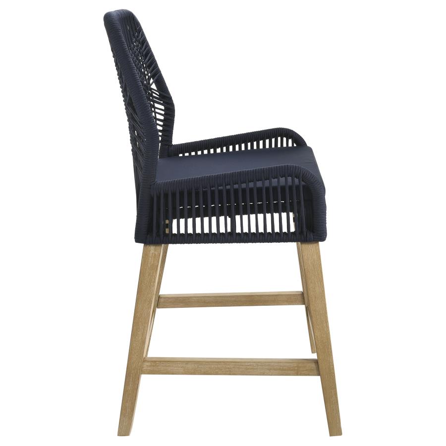 Nakia Woven Rope Counter Chair with Cushion Navy (Set of 2)