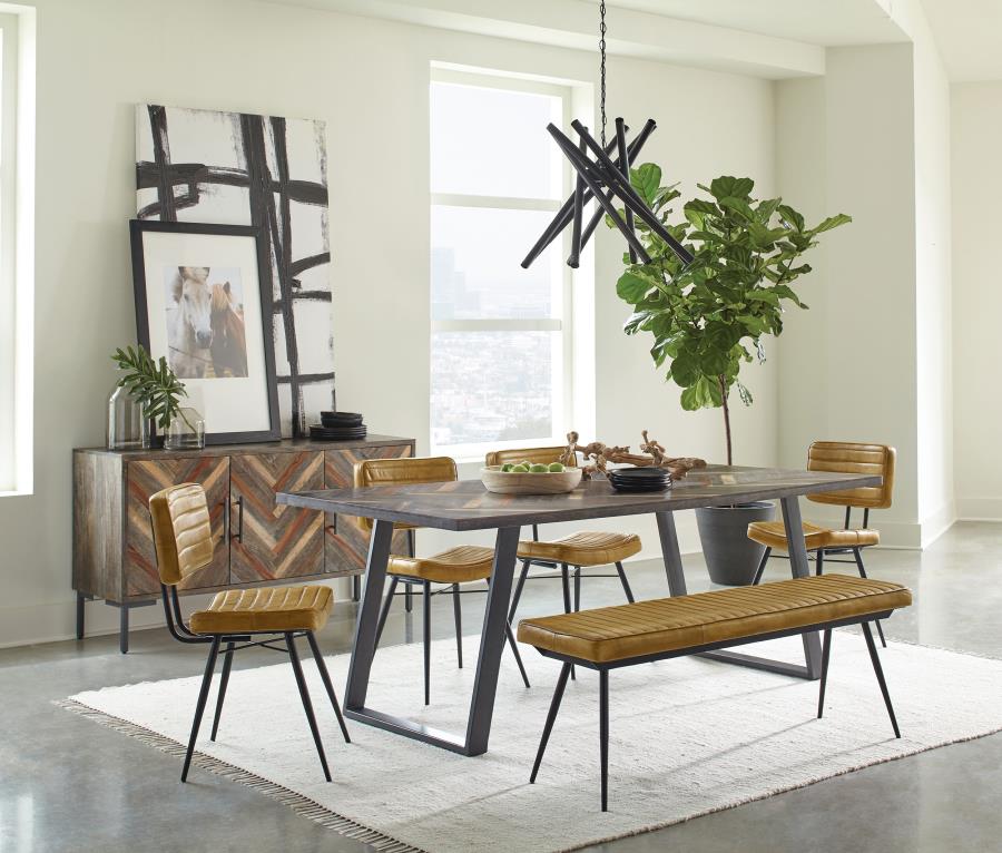 Modal Additional Images for Misty Leather Upholstered Dining Bench Antique Camel