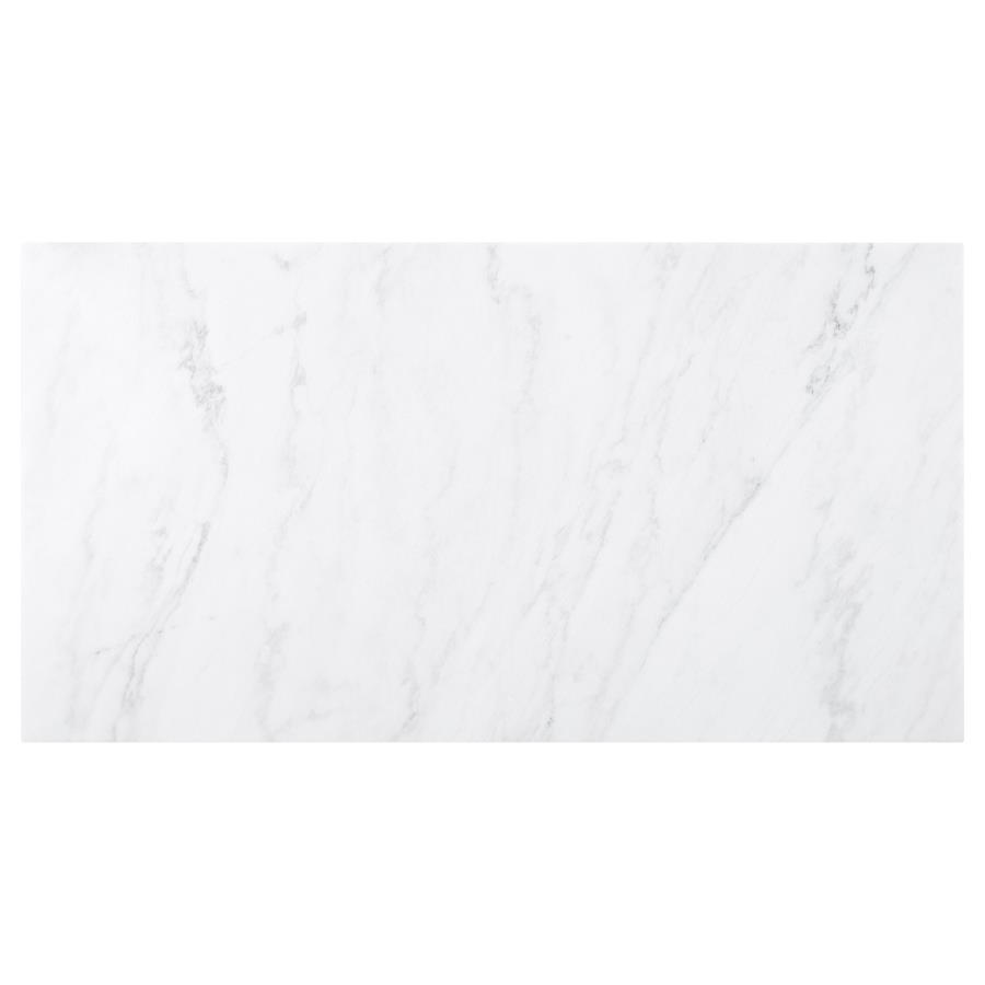 Sherry 7-piece Rectangular Marble Top Dining Table Set Sand