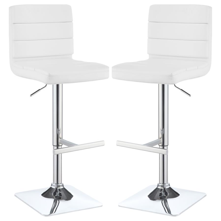 (image for) Bianca Upholstered Adjustable Bar Stool White (Set of 2)
