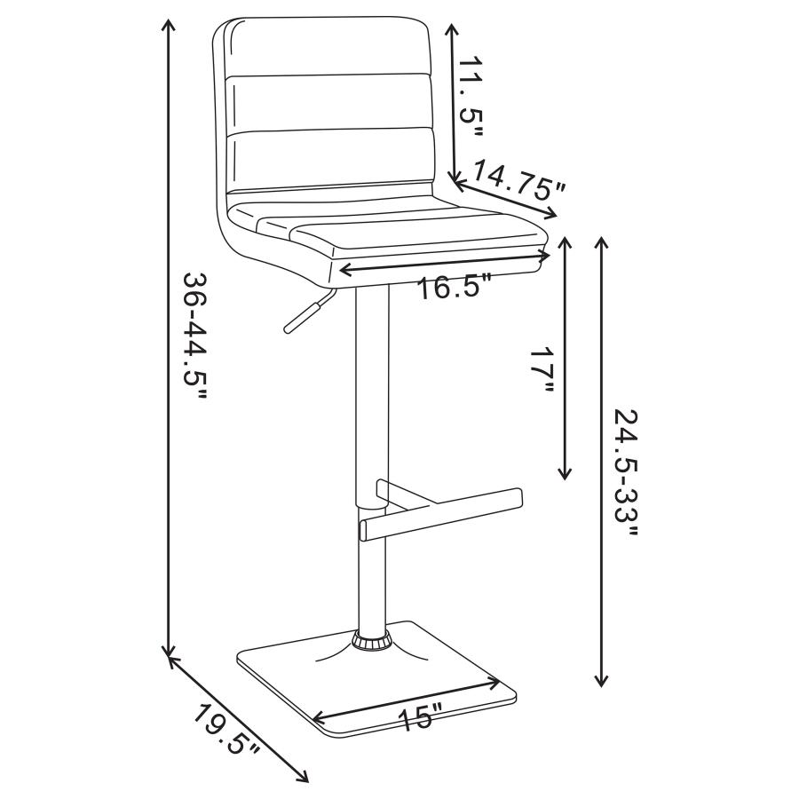 Modal Additional Images for Bianca Upholstered Adjustable Bar Stool White (Set of 2)