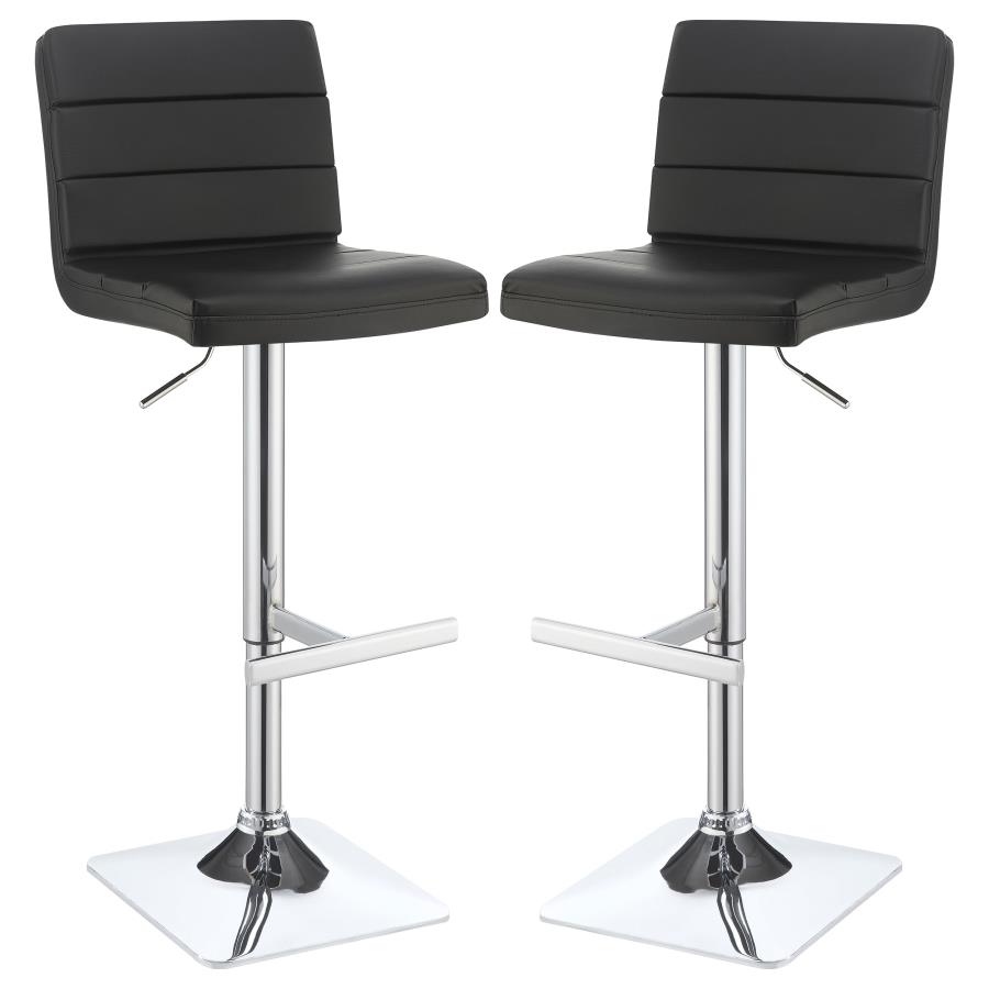 (image for) Bianca Upholstered Adjustable Bar Stool Black (Set of 2)