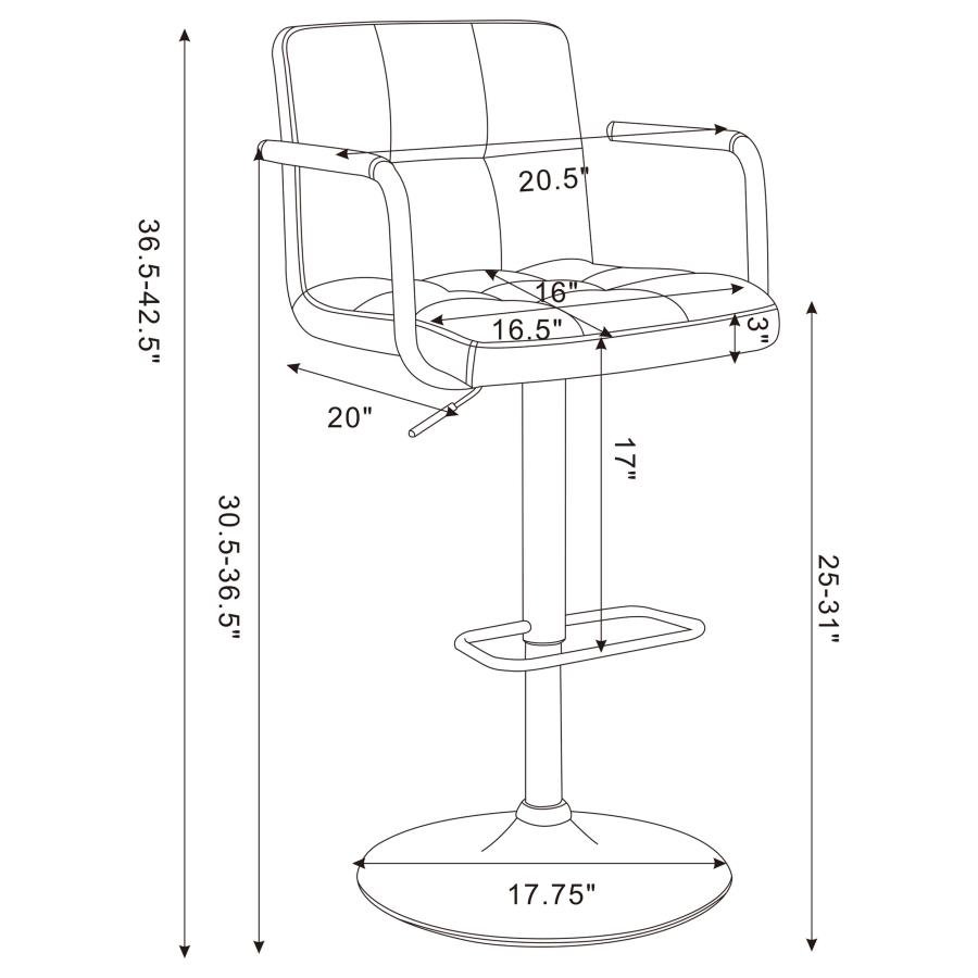 Modal Additional Images for Palomar Adjustable Height Bar Stool White and Chrome