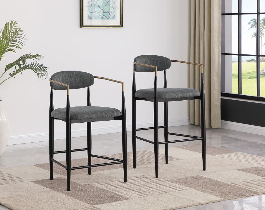 Modal Additional Images for Tina Fabric Upholstered Counter Chair Dark Grey (Set of 2)