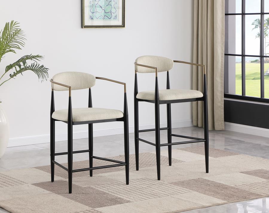 Modal Additional Images for Tina Fabric Upholstered Bar Chair Beige (Set of 2)