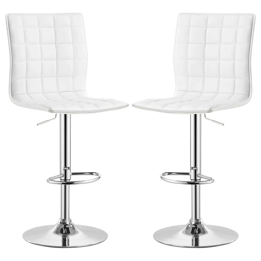 (image for) Ashbury Upholstered Adjustable Bar Stool White (Set of 2)
