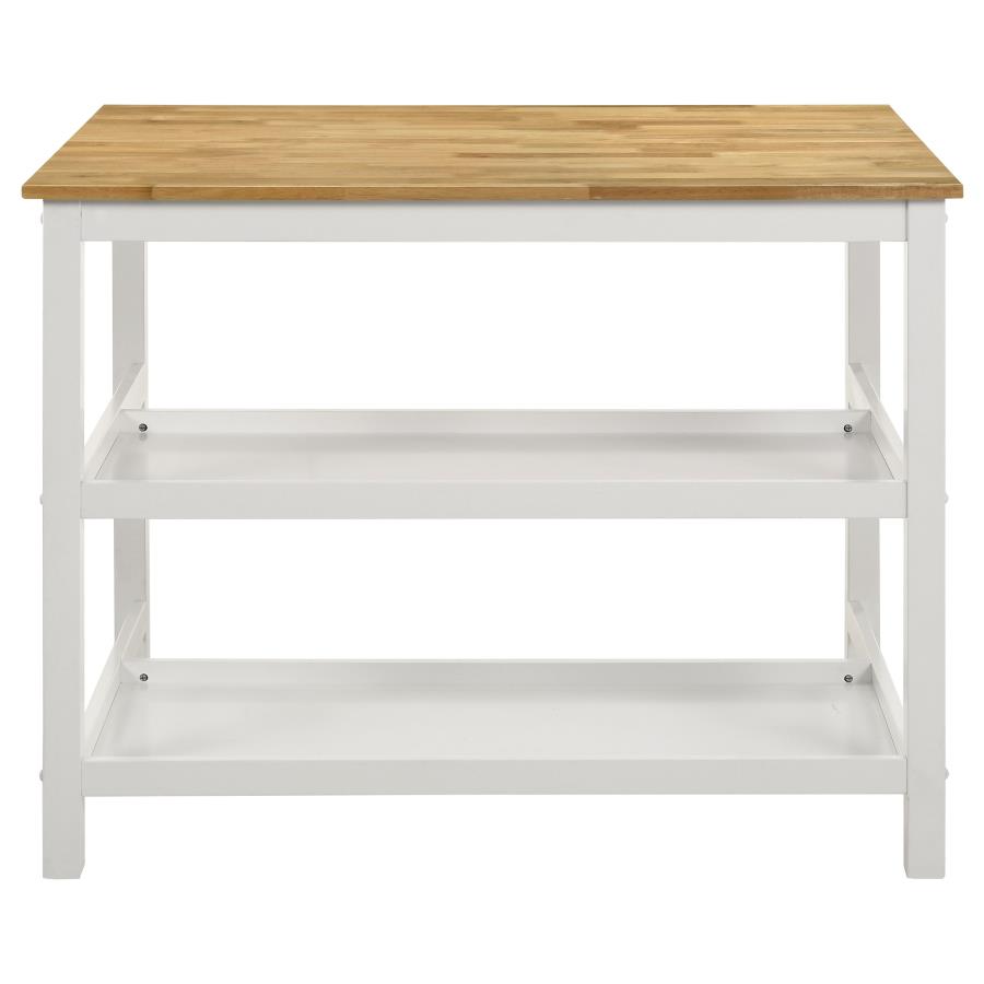 Edgeworth Kitchen Island Counter Table with Pot Rack White