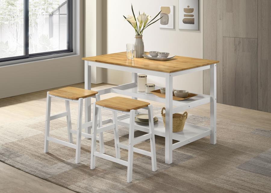 Modal Additional Images for Edgeworth Wood Backless Counter Stool White (Set of 2)