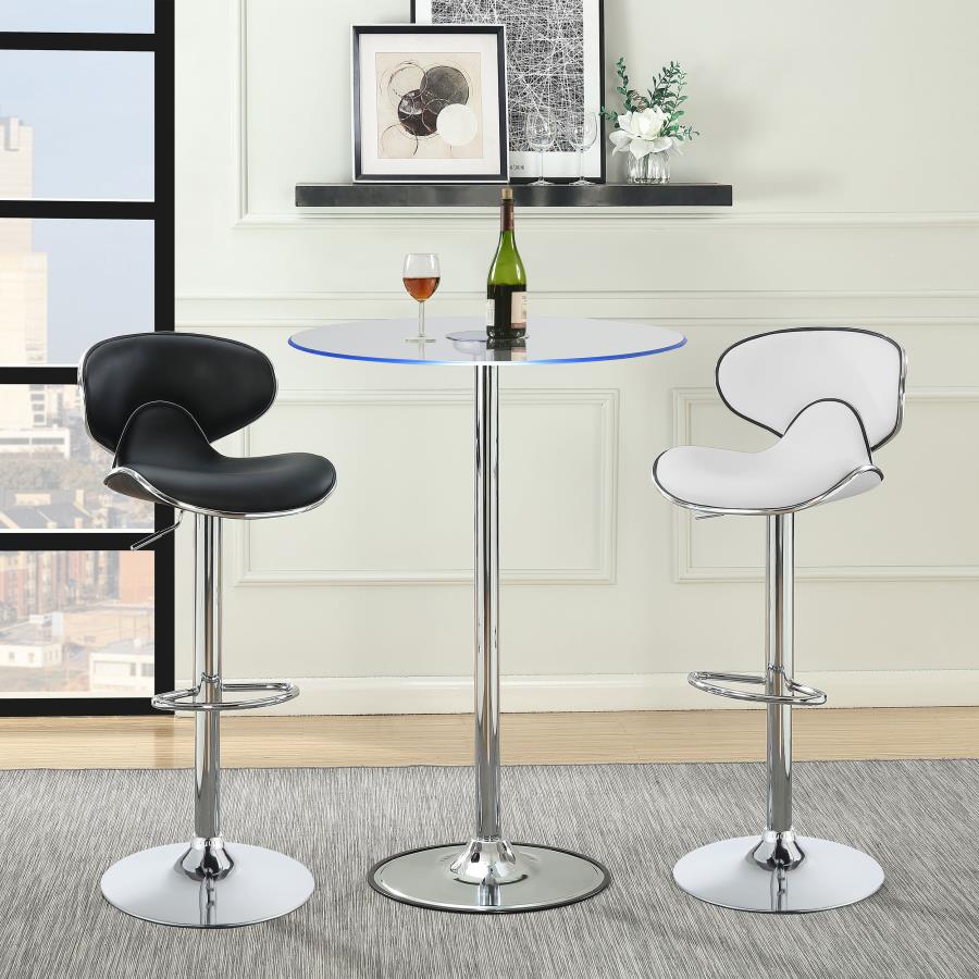 Modal Additional Images for Thea Round 28-inch Glass Top LED Bistro Bar Table Chrome