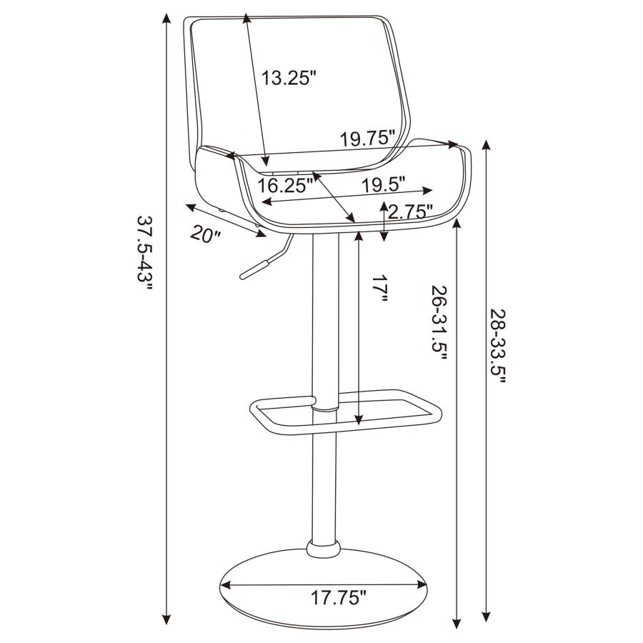 Modal Additional Images for Folsom Upholstered Adjustable Bar Stool Black and Chrome